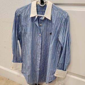 Ralph Lauren Blue Striped Button-Down Shirt